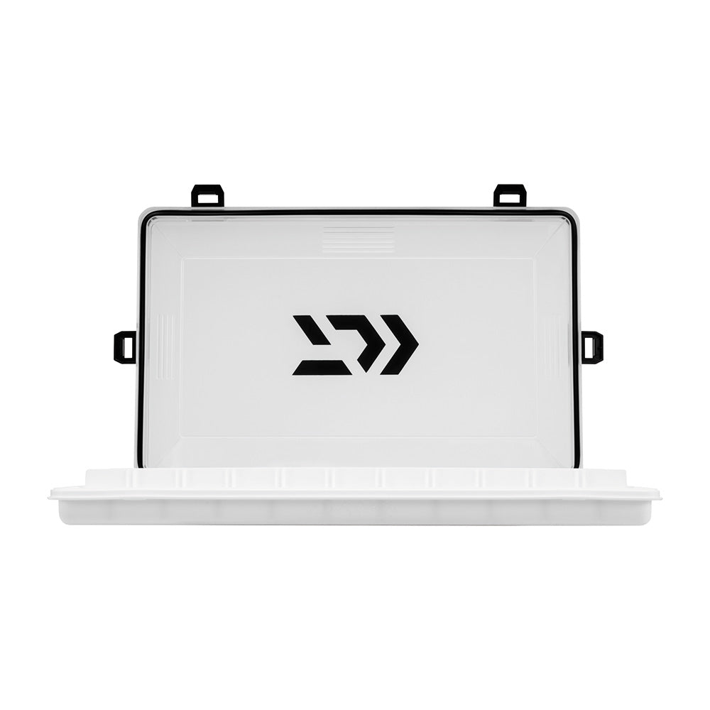 Daiwa D-Box Feeder Case - 3700 Large - Shallow with lid open.