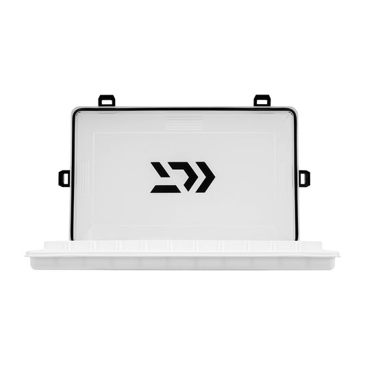 Daiwa D-Box Feeder Case - 3700 Large - Shallow with lid open.