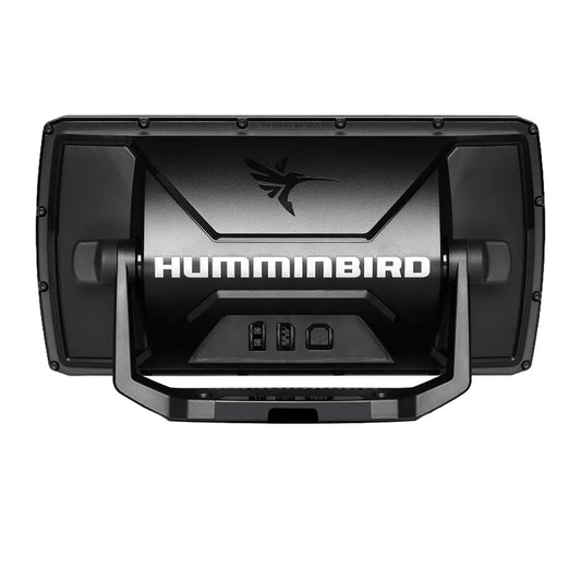 Rear view of the Humminbird HELIX 7 GPS CHIRP SI G4 showing cable connections and mounting bracket.