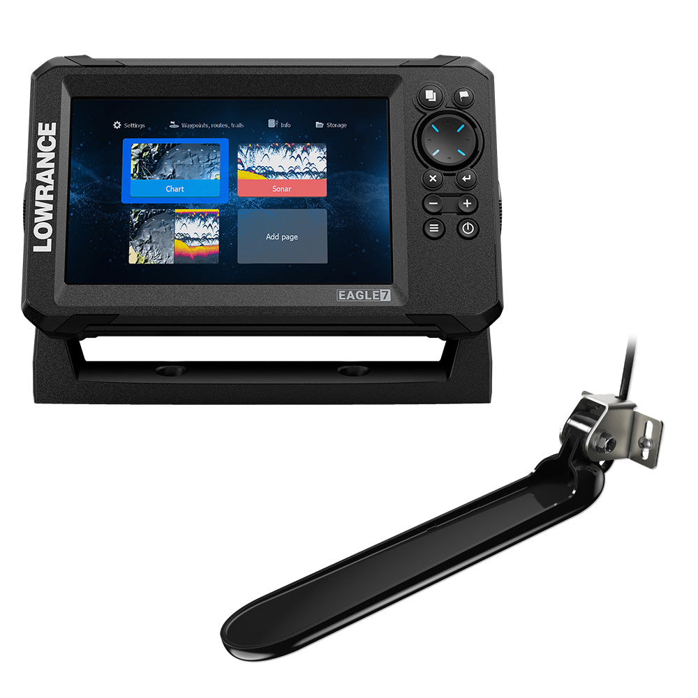Eagle 7 fish finder with included triple shot transducer.
