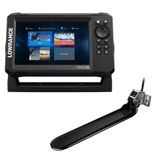 Eagle 7 fish finder with included triple shot transducer.
