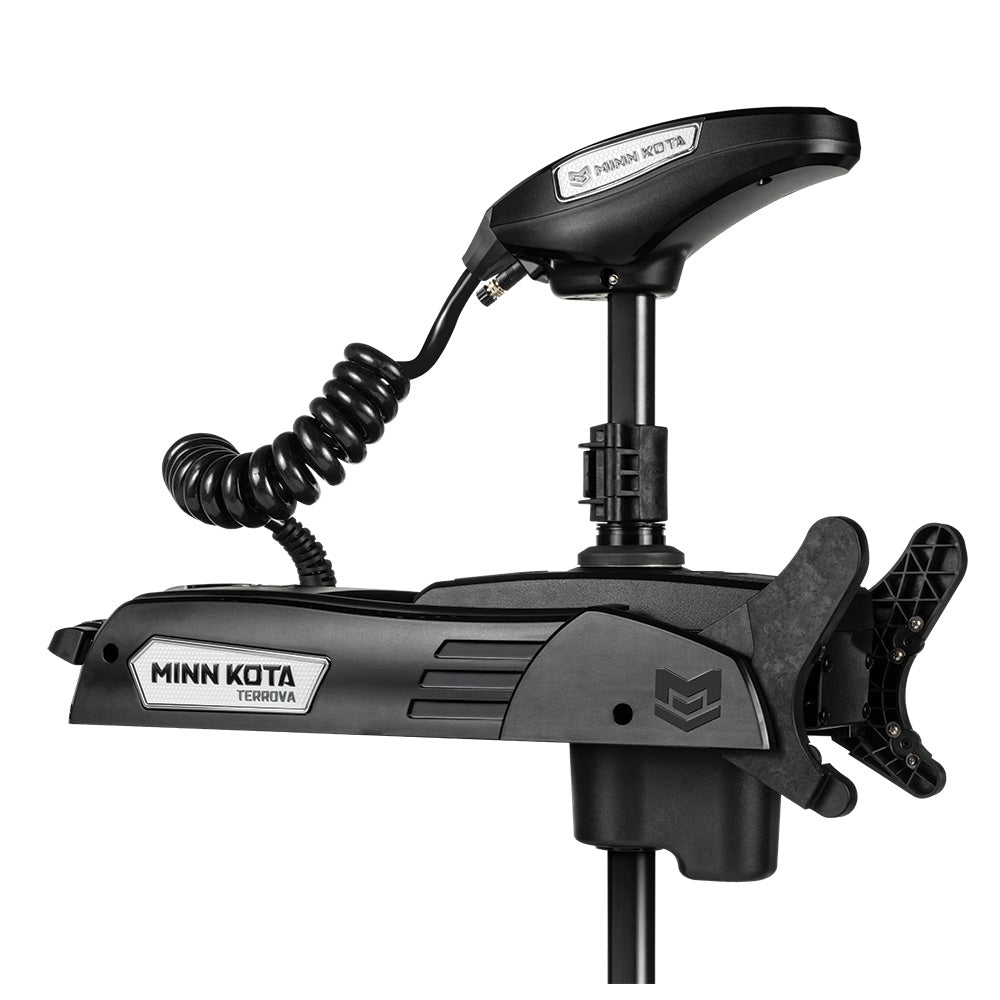 Minn Kota Riptide Terrova QUEST 90/115 Trolling Motor w/Wireless Remote - 24/36V - 90/115LBS - 72" - Black Part # 1363911 in the deployed position.