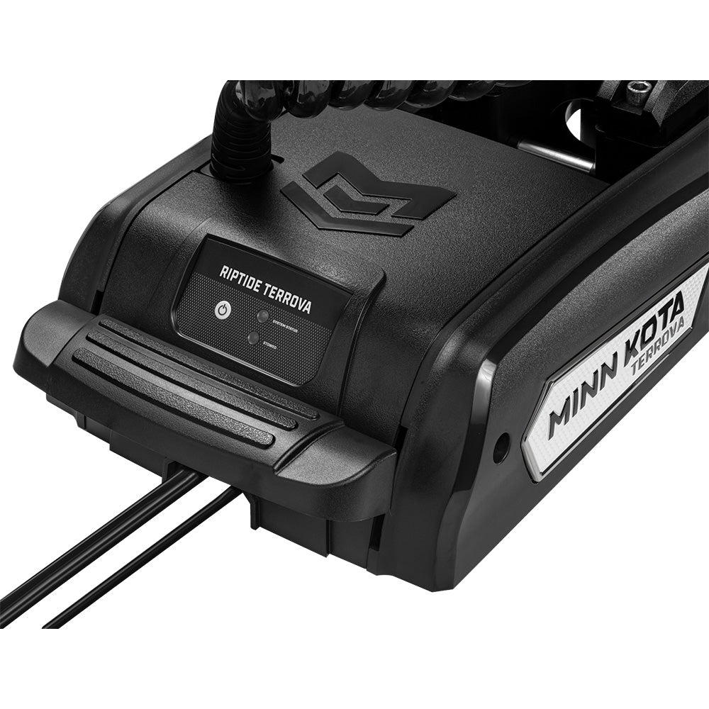 Power button location on the Minn Kota Riptide Terrova QUEST 90/115 Trolling Motor w/Wireless Remote - 24/36V - 90/115LBS - 100" - Black 