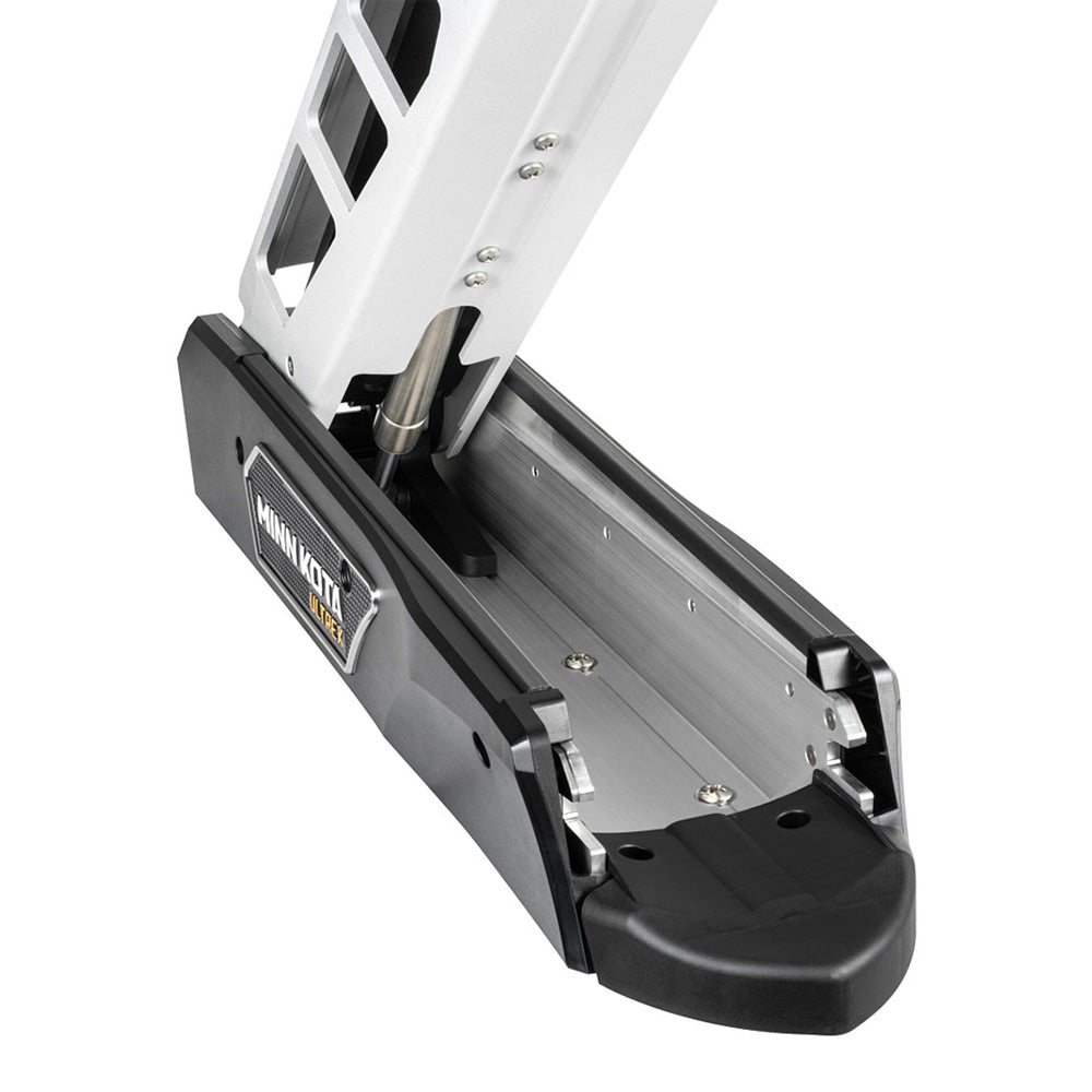 Image of the reinvented stow and deploy lift assist mechanism on the Minn Kota Ultrex QUEST 90/115 Trolling Motor w/Micro Remote - MEGA Down/Side Imaging - 24/36V - 90/115LBS - 52" 