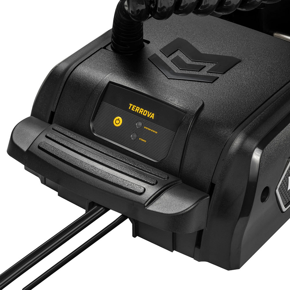 image of the foot release and power buttom location on the Minn Kota Terrova QUEST 90/115 Trolling Motor w/Wireless Remote - Dual Spectrum CHIRP - 24/36V - 90/115LBS - 72" .