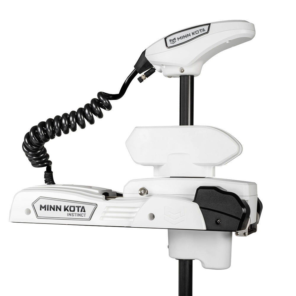Minn Kota Riptide Instinct QUEST 90/115 Trolling Motor w/Wireless Remote - 24/36V - 90/115LBS - 100" -White i the deployed position.